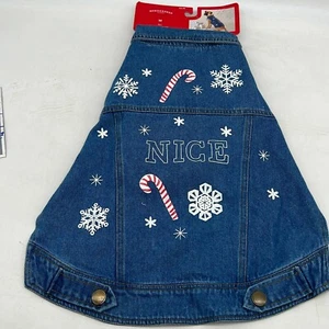 Wondershop Dogs Ugly Christmas Nice Snowflakes Blue Denim Pet Vest Size Medium - Picture 1 of 9
