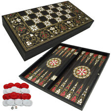 DELUXE Holz Backgammon Tavla Spiel Set TABULA 38x40 cm (L)