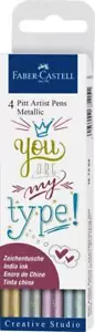 Faber-Castell Pitt Artist Pen Metallic 4 Piece Set FC167304 - Picture 1 of 1