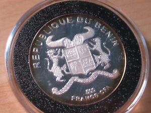 1995 Benin 500 Francs Silver Proof Colorized coin, World Cup 1998