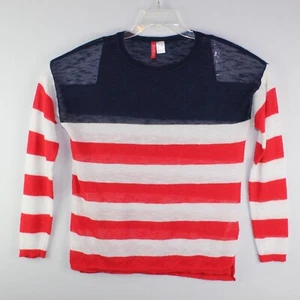 H&M Divided Women Sweater Red White Blue Size M Lightweight Knit Pullover - Bild 1 von 10