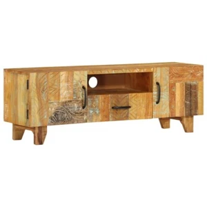 TV Schrank Fernsehtisch Wohnwand Handgeschnitzt 120x30x40 cm Altholz Massiv - Bild 1 von 11