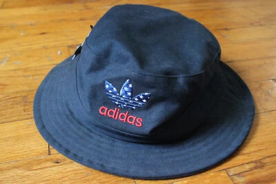 NWT OSFA ADIDAS Originals American Flag Trefoil Leaf Bucket Hat Blue Red White - Image 1 of 4