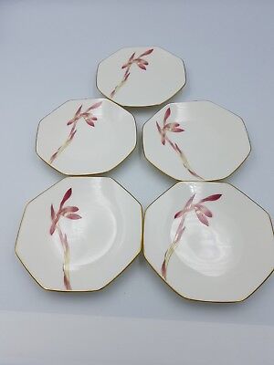 Fukagawa Koransha Japan Octagonal Shaped Fine Porcealin Plates Floral - Set Of 5 • 46.03£