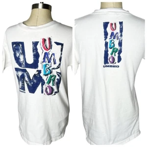 VTG Umbro T-Shirt T-Shirt Youth Size XL White Blue Single Stitch Short Sleeve - Picture 1 of 5