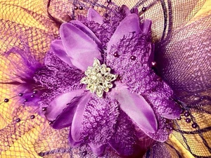 Fascinator Headband Purple Adjustable For Wearing On Side Or Top Handcrafted - Picture 1 of 5
