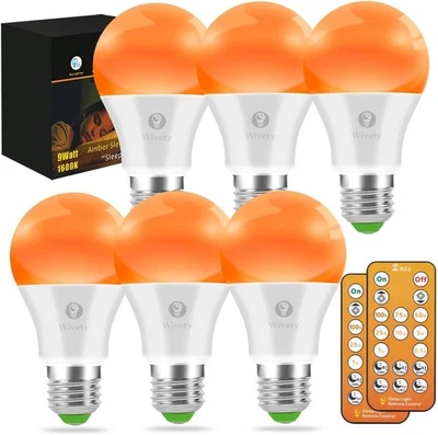 Sleep Light Bulbs Amber 1600K with Remote Control, Blue Light Blocking A19, 9W - Image 1 of 4