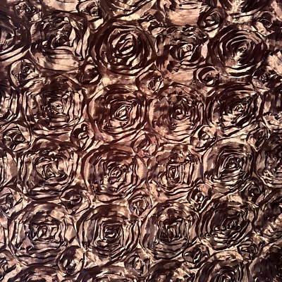 Brown Satin 3D Rosette on Chiffon Fabric Special Occasion Prom 1+ Y #5 - Image 1 of 4