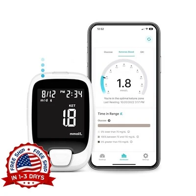 Kit de prueba de glucosa y cetonas con Bluetooth y soluciones de control NUEVO US Foto 1 de 4