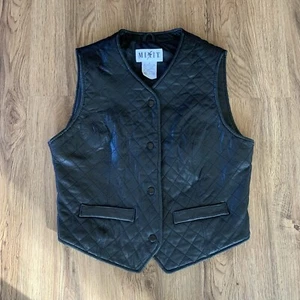 Mix It Vintage schwarze Lederweste Damen Gr. 6 gesteppt Biker Motorrad Steampunk - Bild 1 von 11