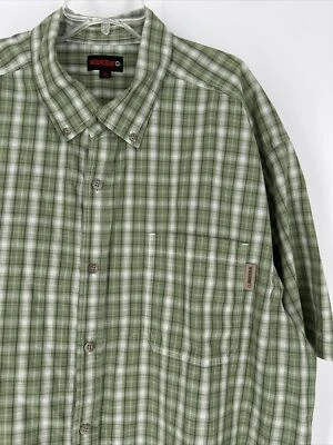 Wolverine Shirt Men Size XXL 2X Short Sleeve Button Up Collared Plaid Green - Image 1 of 4