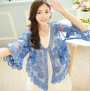 Sheer Bolero Shrug 3D Handcraft Jacket Top Cape Coat Amice Cloke Wedding Bridal - Picture 1 of 17