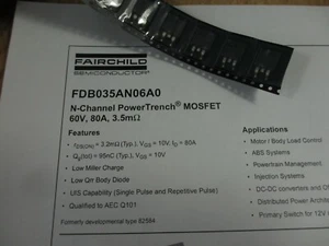 6 pieces genuine Fairchild FDB035AN06A0 N-Channel PowerTrench MOSFET 60V, 80A - Picture 1 of 7