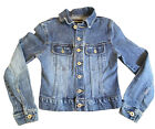 Express Jeans Womens Jean Jacket Small Blue Denim Crop Button Retro Medium Wash