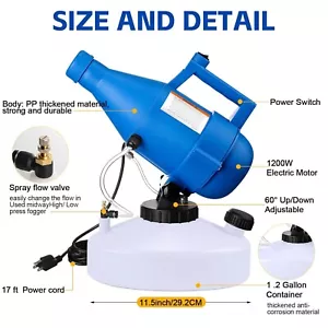New 1.2 gallon Fogger Electric ULV Portable Fogger 30' Cold Spray Distance - Picture 1 of 7