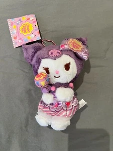 Sanrio Hello Kitty Kuromi Chupa Chups Collab Plush Keychain New w/ Tag Authentic - Picture 1 of 6