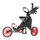 CaddyTek CaddyLite EZ-Fold Pro 3 Wheel Golf Buggy /Push Cart Red +Removable Seat
