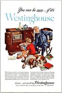 PRINT AD 1948 Westinghouse Radio Automix Electronic Feather Saint Bernard Dog - Picture 1 of 1