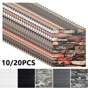 10/20 x 3D Tile Brick Wall Sticker Self-adhesive Foam Panel Wallpaper 13.8*15.2" - Picture 1 of 27