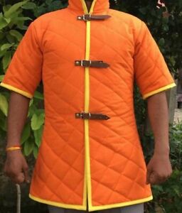 Medieval New Thick Padded Orange Gambeson Theater Custome Sca