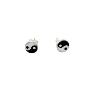 Yin Yang Ohrstecker 3 mm 925er Silber Schmuck NEU - Picture 1 of 1