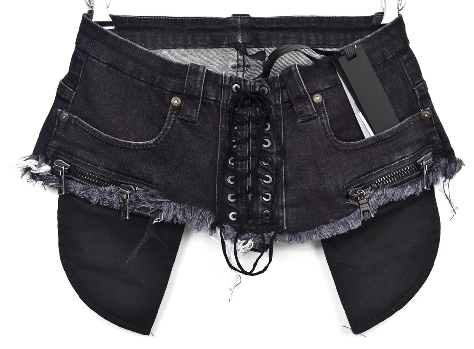 Nuevo $600 Ben Taverniti UNRAVEL PROJECT Negro Lavado a Piedra Cordones Cinturón Corsé OS  Foto 1 de 4