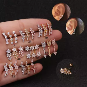 Zirkon Stein Knorpel Ohrring Conch Tragus Helix Knorpel Ohr Piercing St ♮ - Bild 1 von 18