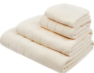 $495 NEW FRETTE 9 PC Lanes Border Bath Sheet Washcloth Hand Towels Cream Ivory