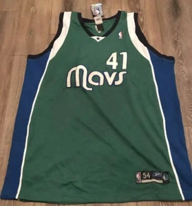 NWT Reebok Dallas Mavericks Dirk Nowitzki alt green NBA sewn Authentic jersey 54 - Picture 1 of 4