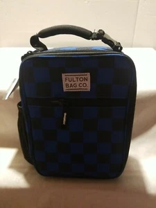 Fulton Bag Co. Padded Insulated Lunch Bag Blue and Black Plaid NEW - Picture 1 of 6