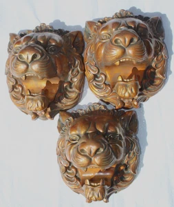 Soporte de barra de cortina de pared con cabeza de león vintage dorado/dorado/dorado - Imagen 1 de 7