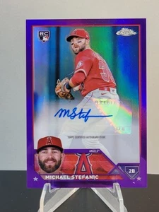 Actualización cromada Topps 2023 Michael Stefanic refractor automático púrpura RC 237/250 #AC-M - Imagen 1 de 5