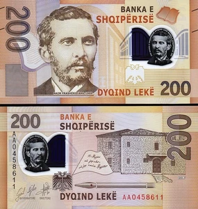 ALBANIA 200 LEKE 2017 UNC AA,PORTRAIT OF NAIM FRASHËRI ONE OF THE MOST DISTINGUI - Picture 1 of 1