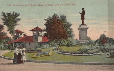 Blair Monument Shelter House Forest Park St. Louis 0324M0354 ZAYIX Postcard - Image 1 of 4