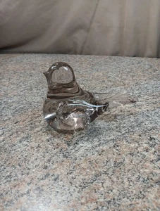 Vintage Clear Glass Bird Figurine with Controlled Bubbles Paperweight Polish Btm - Picture 1 of 10