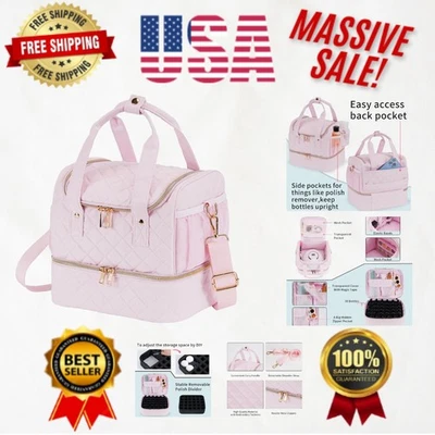 Organizador de uñas compacto para técnicos: tiene capacidad para 30 botellas y elementos esenciales, rosa pálido Foto 1 de 4