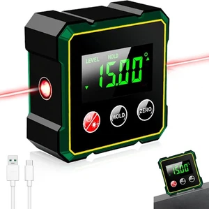 Digital Winkelmesser Wasserwaage 0ยฐ-360ยฐ Magnetisch LCD Neigungsmesser Mit Laser - Bild 1 von 8