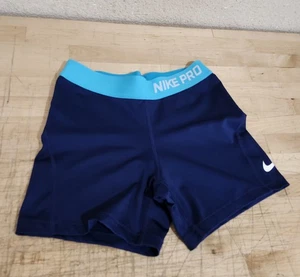 NIKE PRO GIRLS COMPRESSION SHORTS SIZE LARGE BLUE 4” 819609-429 - Picture 1 of 9