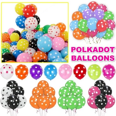 GLOBOS DE LÁTEX MANCHADOS de lunares de 12 pulgadas suministro de decoración de fiesta de cumpleaños Foto 1 de 2