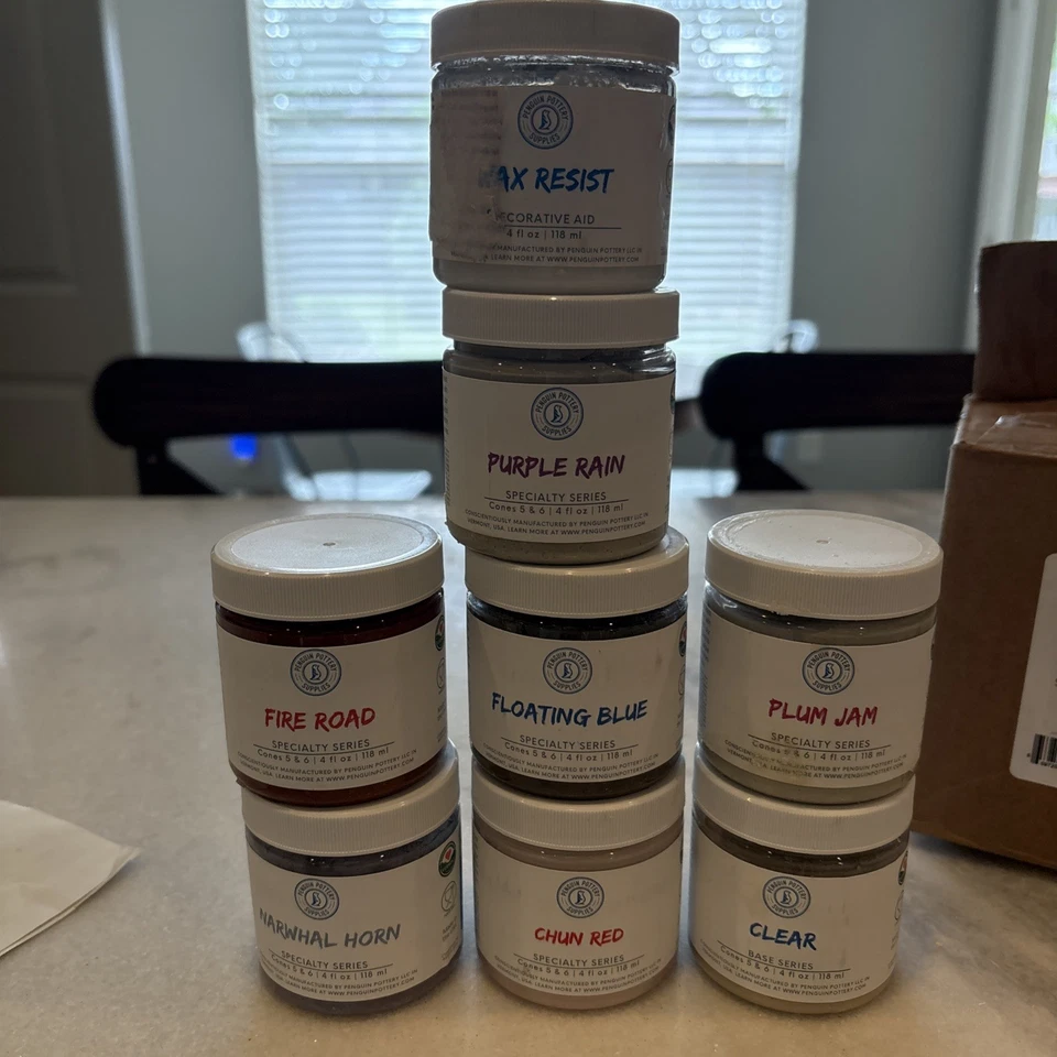 Penguin Pottery Supplies Specialty Series esmalte medio fuego conjunto de 8 frascos 4 oz nuevo Foto 1 de 4