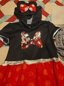 Disney Junior Minnie Mouse Large 10/12 Hooded Dress - Picture 1 of 2