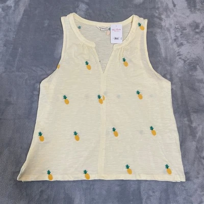 Camiseta sin mangas Lucky Brand para mujer con estampado de piña amarilla cuello en V talla M nueva con etiquetas Foto 1 de 4
