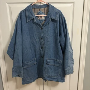 VTG Denim Chore Jacket Women sz 18/20W Lined Flannel Faded Glory Nice Fade! - Picture 1 of 6