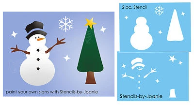 2 pc. Stencil 3" Frosty Snowman Tree Holiday Christmas DIY Craft Joanie Signs - Image 1 of 4