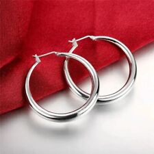 NEW Stunning Women/Girls 925 Sterling Silver Elegant Round Hoop Earrings 34mm