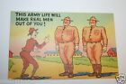 Carte postale de vœux américaine de la Seconde Guerre mondiale « Cette vie d'armée fera de vrais hommes hors de vous » RARE