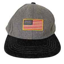 American Eagle Outfitter Flat Bill Hat Wool Blend Grey Black US Flag Snapback OS