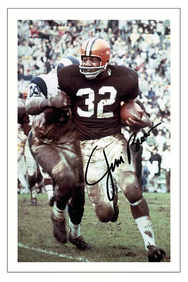 JIM BROWN SIGNED PHOTO PRINT AUTOGRAPH NFL FOOTBALL CLEVELAND BROWNS  - Image 1 of 1