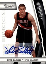 2010-11 Prestige Bonus Shots Black Signatures Card #166 Luke Babbitt Auto /99