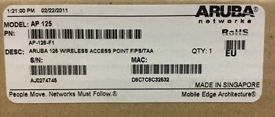 Aruba AP-125-F1 Dual Band 802.11n Wireless Access Point - Image 1 of 4